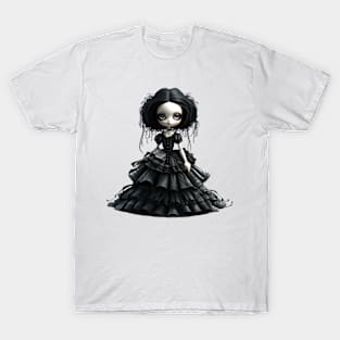 Cute Gothic Doll Illustration T-Shirt